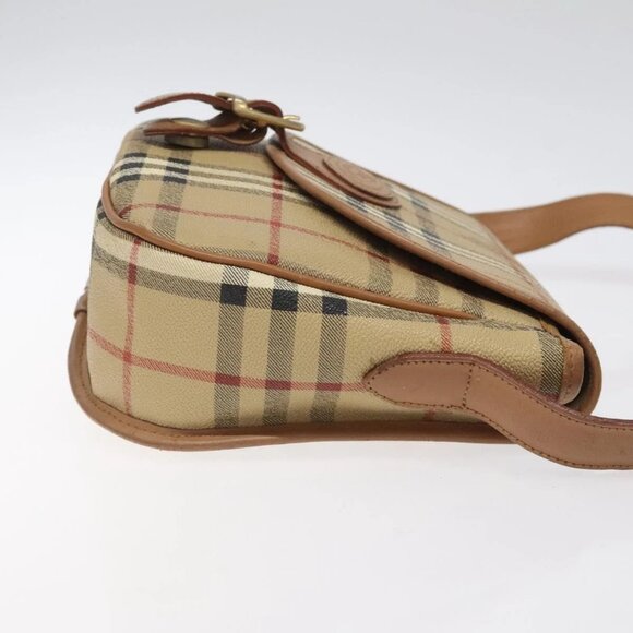 Burberrys Nova Check Shoulder Bag PVC Beige Gold Auth BA2017 - Picture 6 of 16